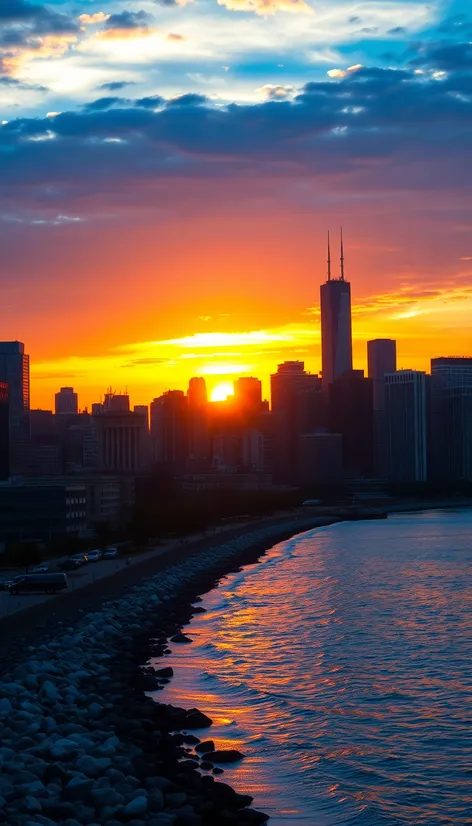 sunset in chicago illinois