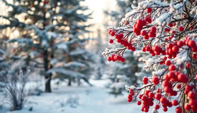 coniferous trees with red