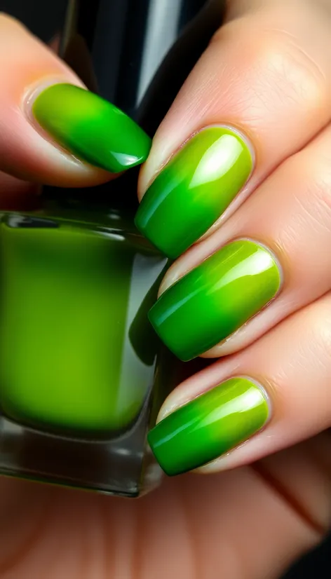 green ombre nails