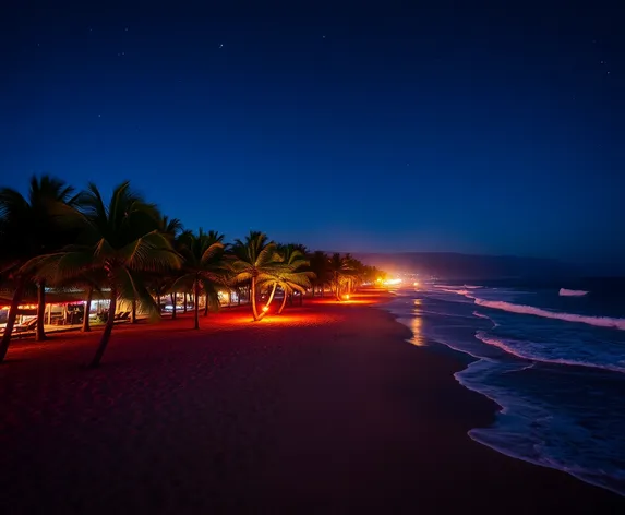 beach scene at night