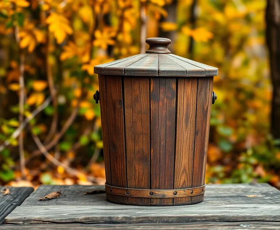 wooden trash can