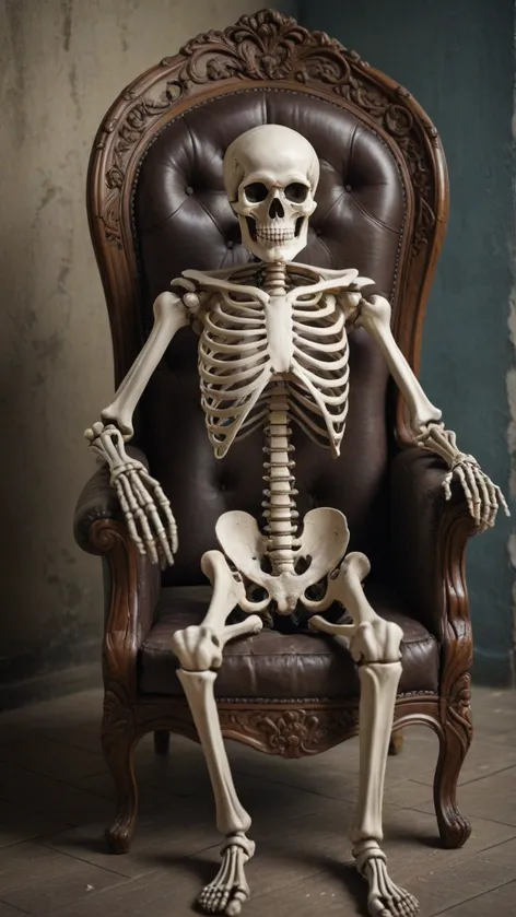 skeleton in chair