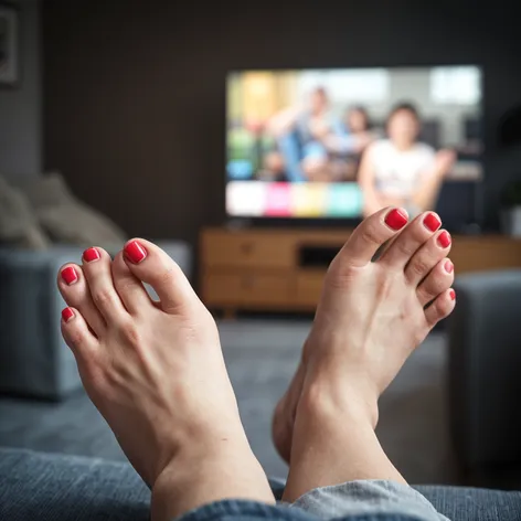 female feet red toe