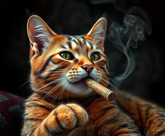 cat smoking a blunt