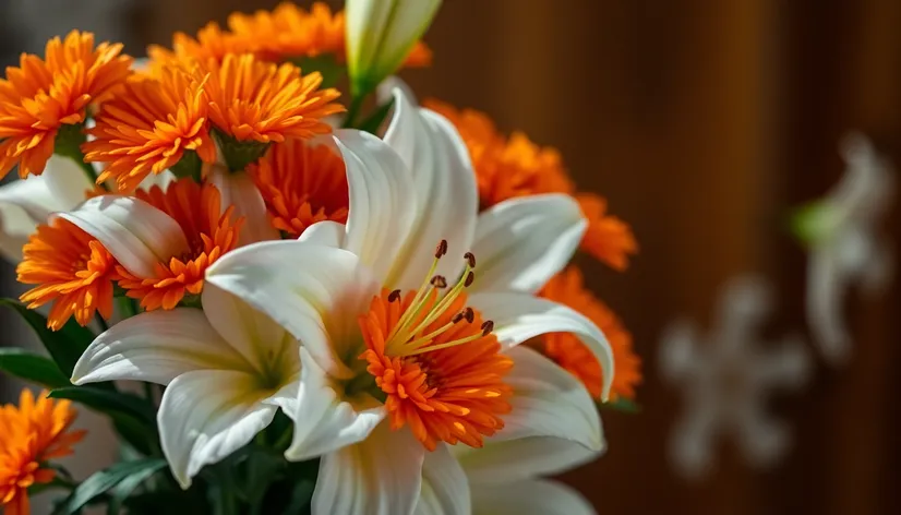 orange lily carnation bouquet