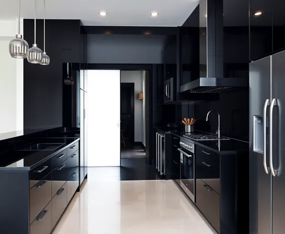 modern black kitchen l