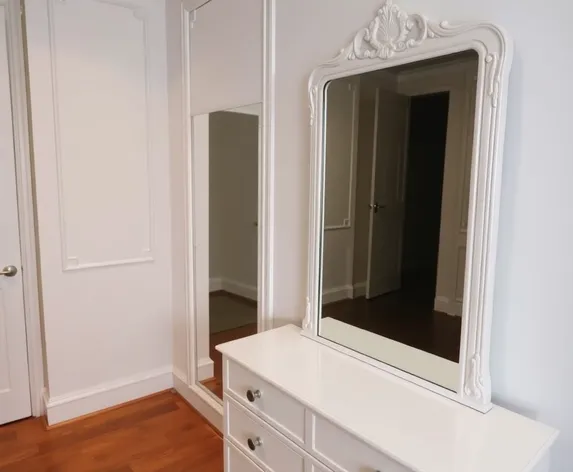 white dresser and mirror