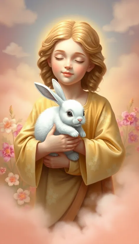 jesus holding a bunny