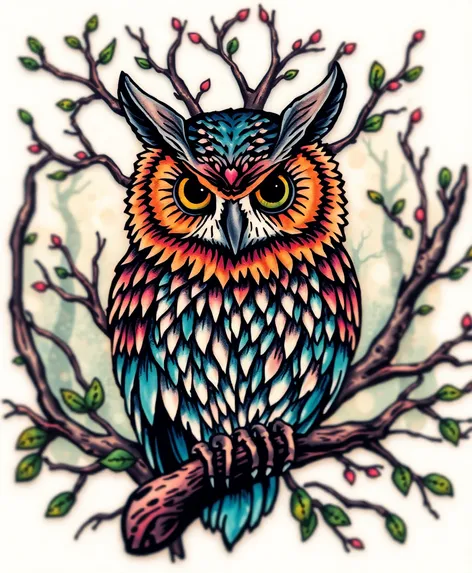 tree owl tattoo