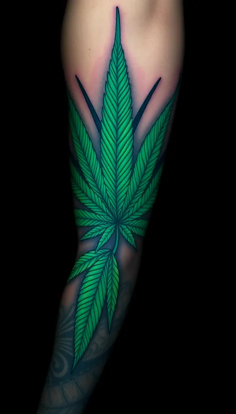 marijuana leaf tattoo sleeve