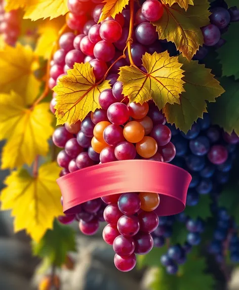 ribbon banner with grapes