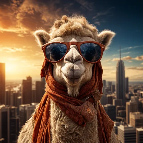 baby camel with sunglases