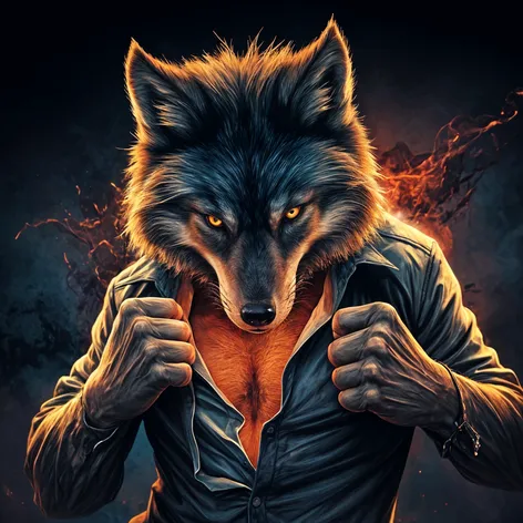 wolf ripping shirt