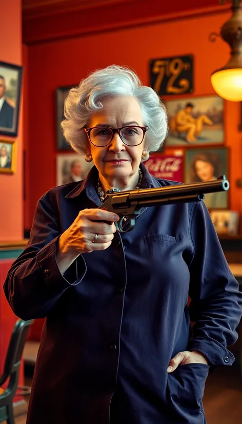 grandma holding gun