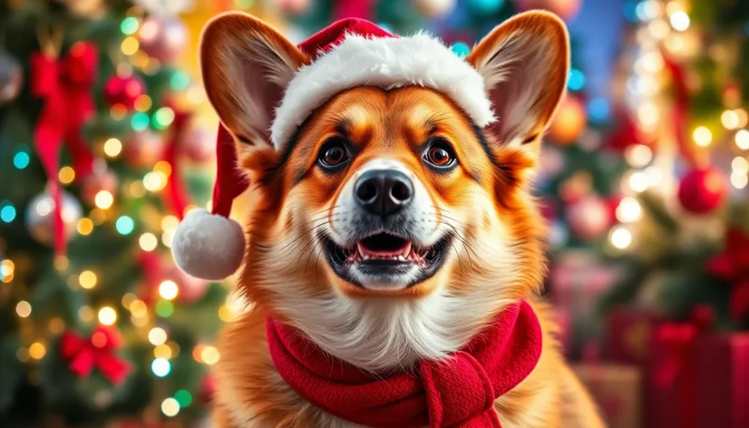 corgi in santa hat