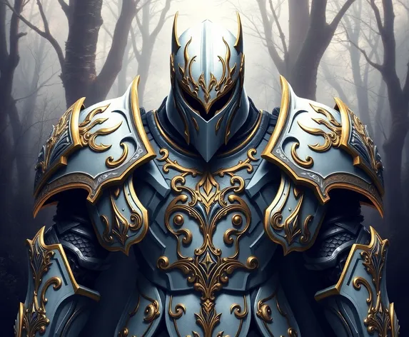 white and gold armor