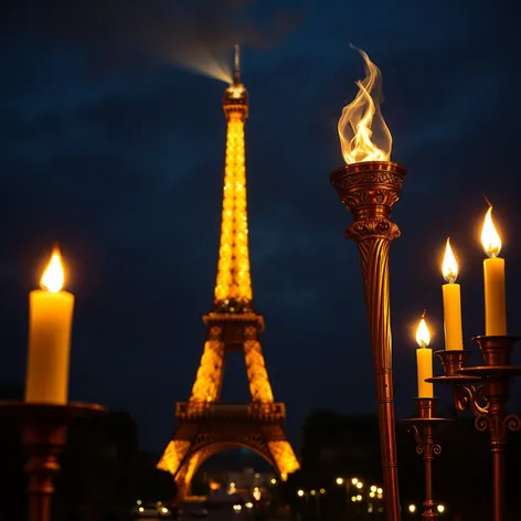 eiffel tower lit candles