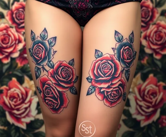 thigh tattoos of roses