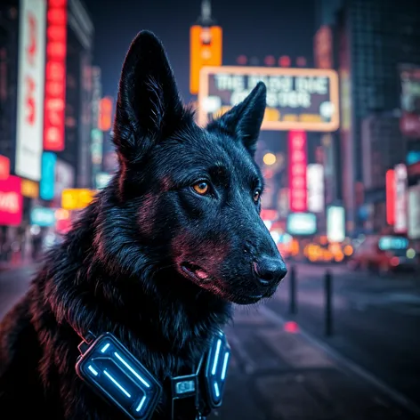 Black shepherd dog, cybernetic,