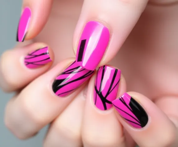 pink and black nail