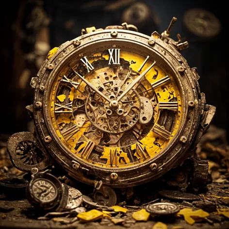 roman yellow clock shattered