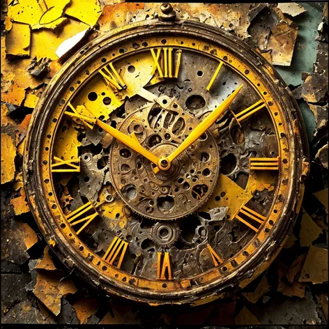 roman yellow clock shattered