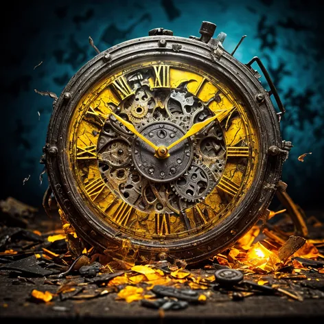 roman yellow clock shattered