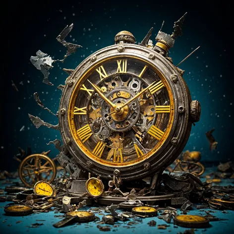 roman yellow clock shattered