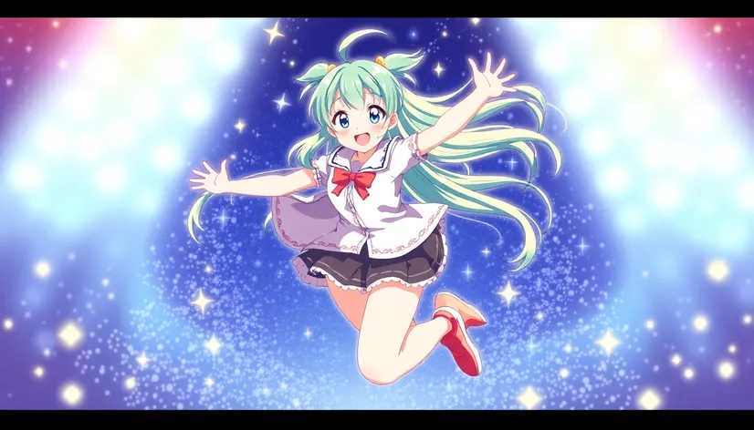 anime girl happy jump