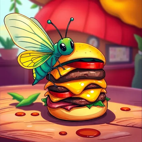 butterfly eating a burger