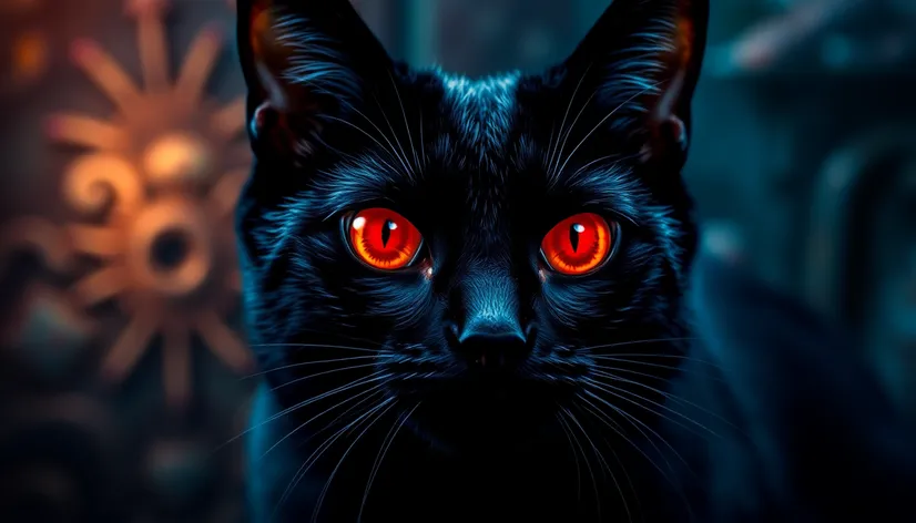 black cat red eyes