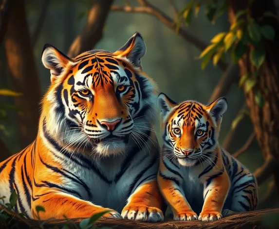 tiger and cub