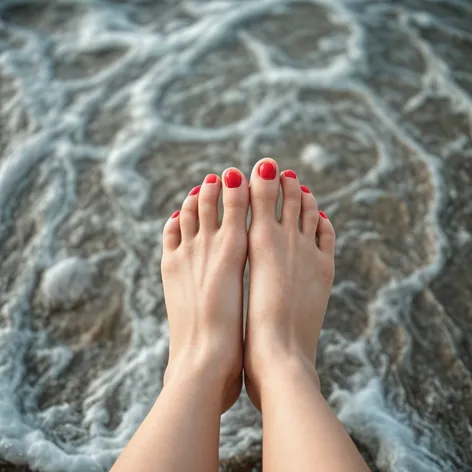 female feet red toe