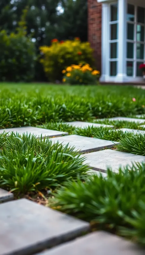 pavers and grass