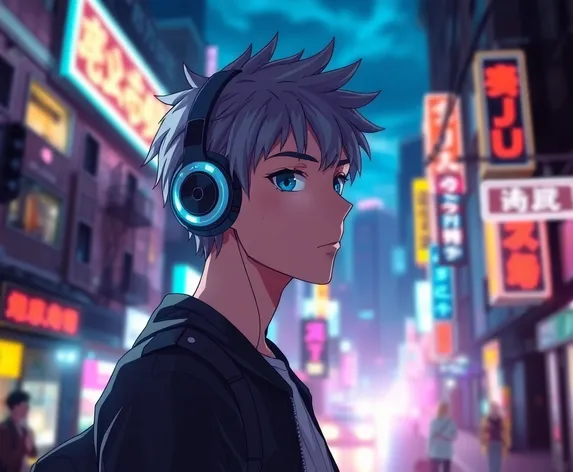 anime guy with headphones