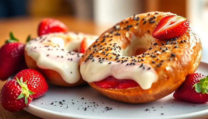 strawberries and cream bagel