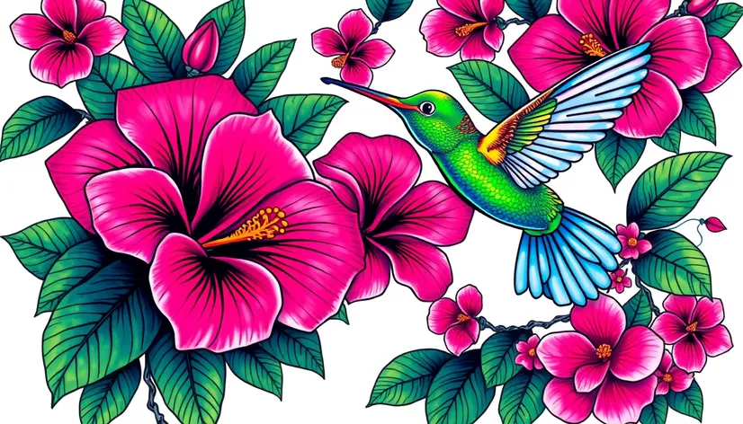 hibiscus hummingbird tattoo