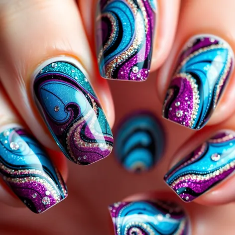 marbling nail designs