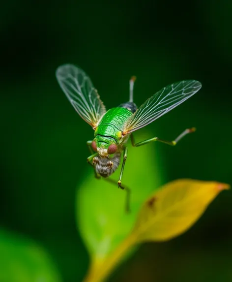 green flying bug