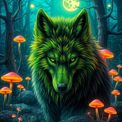 Furry nuclear green wolf