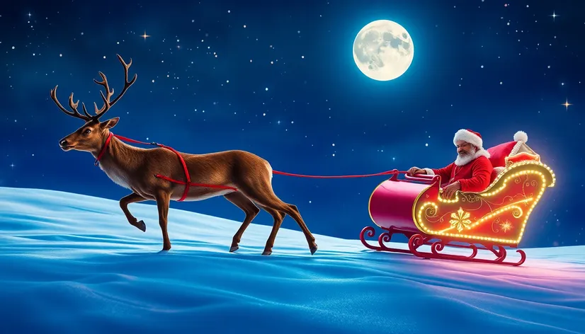 reindeer with santa sleigh