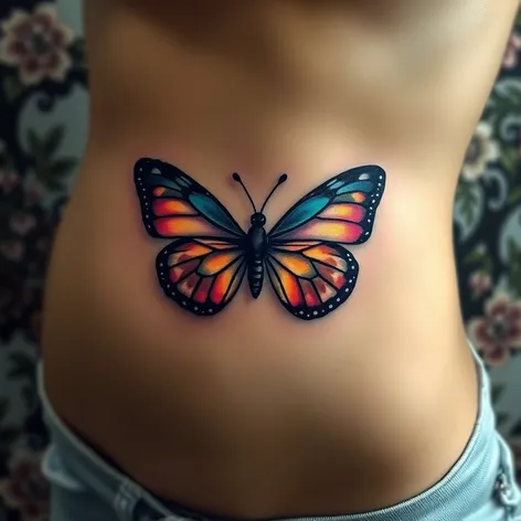 butterfly stomach tattoo