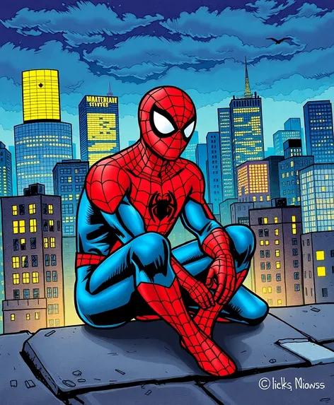 spider man sitting down