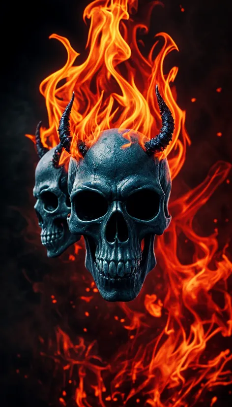 flames with skulls tattoos