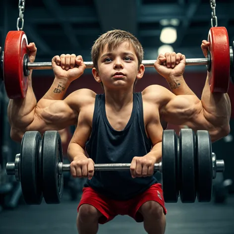 Small cute boy deadlift