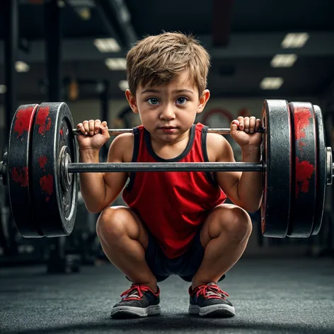 Small cute boy deadlift