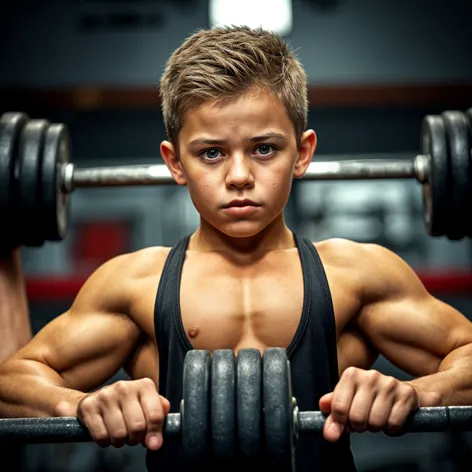 Small cute boy deadlift