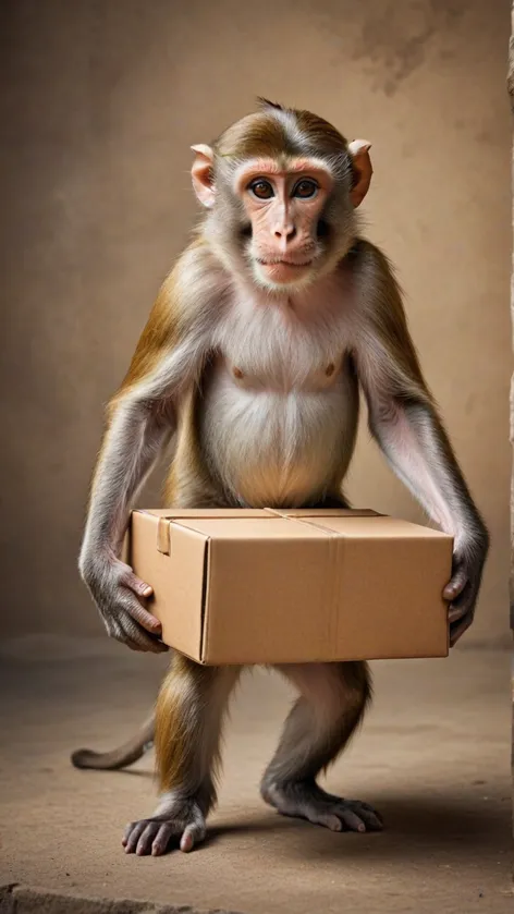 monkey carrying a box