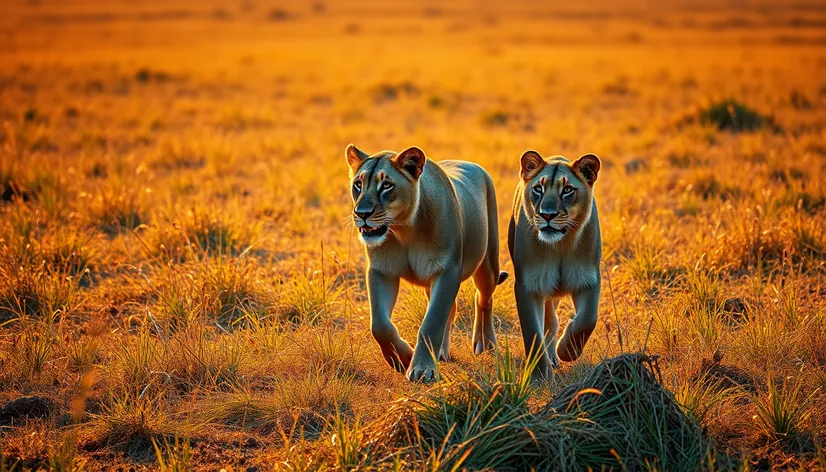 lions and lioness strolling