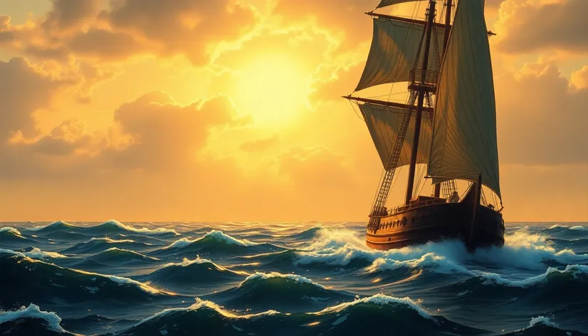 ship sailing painting